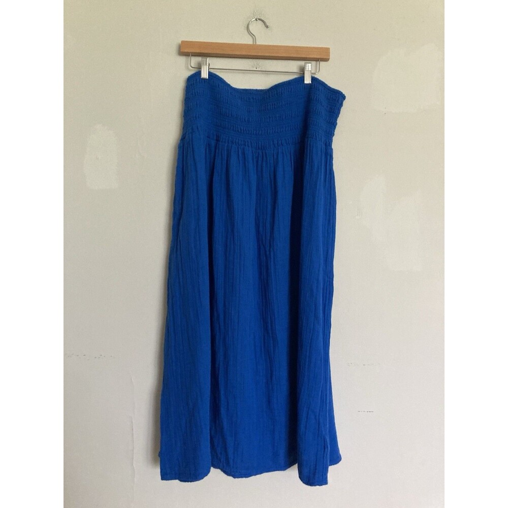 NWT Old Navy Cotton Gauze Maxi Skirt XL Blue Smocked Waist Hippie Boho Festival